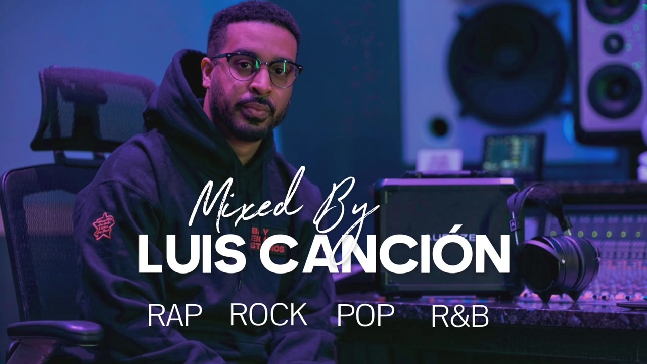 Luis Canción at the studio mixing console